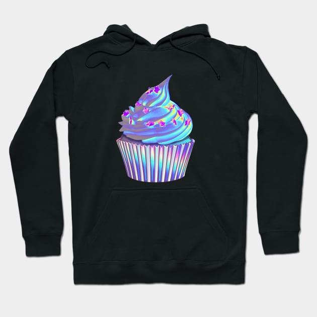 Purple Holographic Cupcake with Star Sprinkles Hoodie by dinaaaaaah